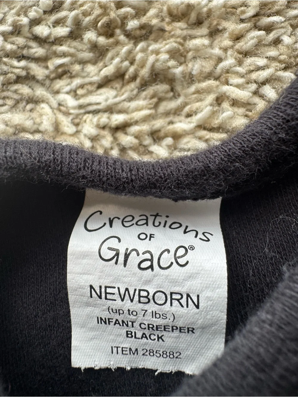 Creations of Grace Baby Bear Black Graphic Bodysuit Newborn Cotton One Piece